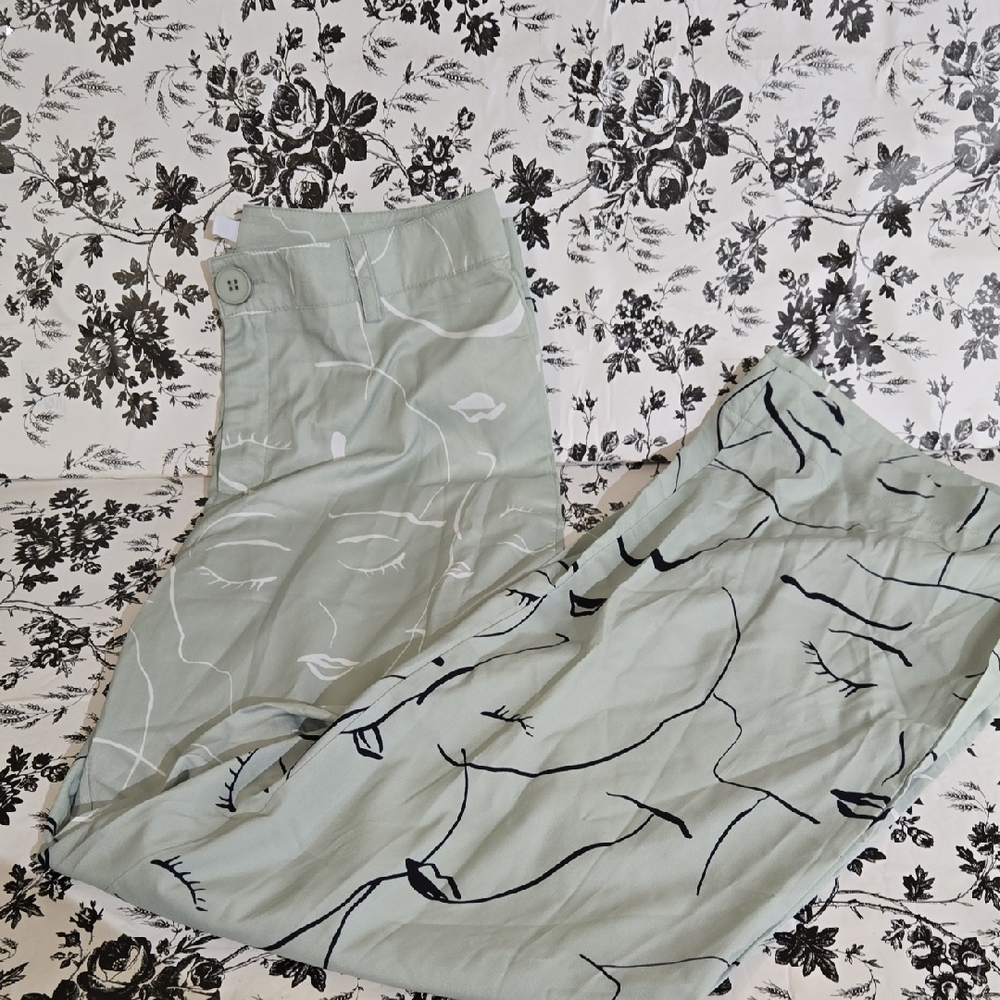Princess Polly Green Artistic Print Pants D24